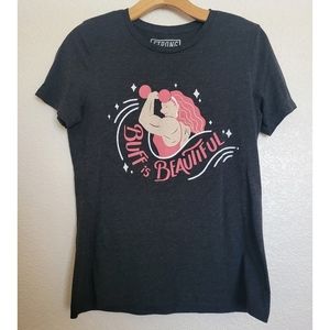 Womens "Buff Is Beautiful" graphic tee Size small charcoal gray 💪